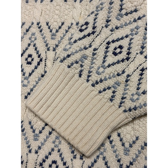 Vintage Jantzen Mens 3XL Tall Blue Cream Diamond Knit Sweater Made in USA 90s - Picture 8 of 13